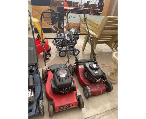 A MOUNTFIELD S421 PD PETROL LAWN MOWER FOR SPARES AND A CHAMPION PETROL LAWN MOWER FOR SPARES (ENGINE DOES RUN) 