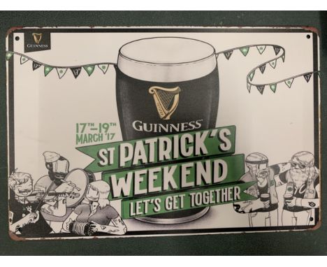 A VINTAGE STYLE METAL ST PATRICKS DAY GUINNESS SIGN 