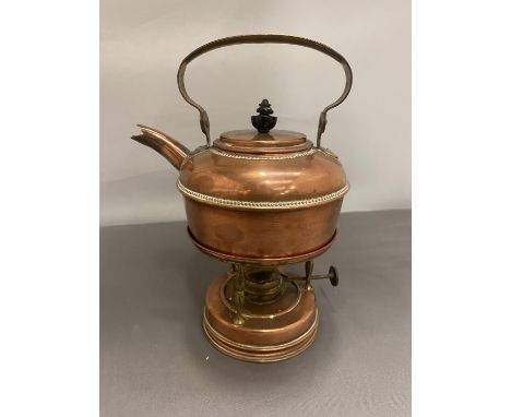 A VINTAGE COPPER KETTLE WITH BURNER 