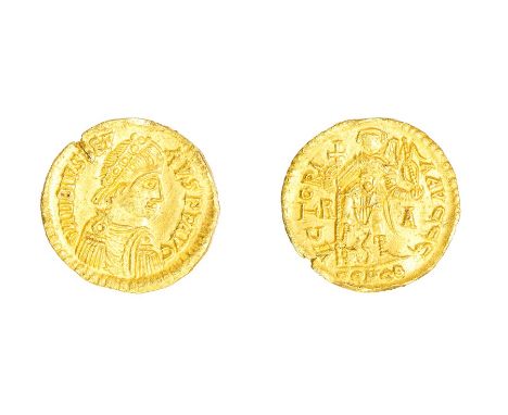 A gold Visigothic solidus struck in the name of Libius Severus/Severus III (AD 461-465), dating to c. AD 461-465. Obverse: DN