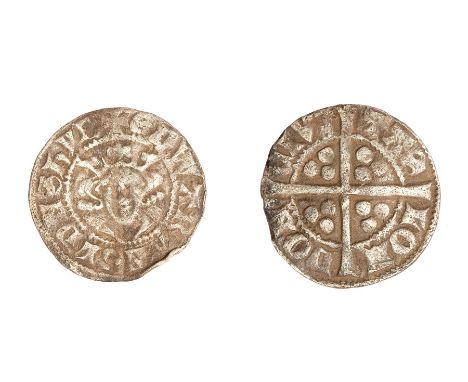 A silver hammered penny of Edward II (1307-1327) dating c. 1309-1310. Class 10cf5, mint of London. Obverse: +EDWA R ANGL DNS 