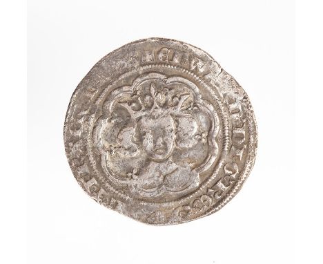 A silver hammered groat of Edward III (1327-1377) dating c. 1351-1352. Fourth coinage, pre-treaty series C, mint of London. O