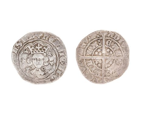 A silver hammered halfgroat of Henry VI's first reign (1422-1461) dating c. 1422-1426. Annulet issue, mint of Calais, pierced