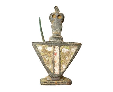 A complete cast copper-alloy and enamel continental plate brooch dating to the Roman period, c. AD 100-225. The brooch demons