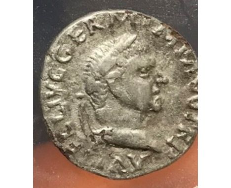 A silver plated fourée denarius of Vitellius (April to December of AD 69) dating to AD 69. Obverse: A VITELLIVS GERM IMP AVG 