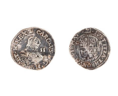 A silver hammered halfgroat of Charles I (1625-1649) dating to c. 1633-1634. Group D (inner circle on reverse only), Tower mi