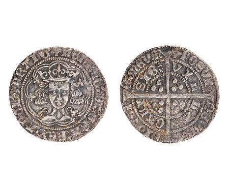 A silver hammered groat of Henry VI's first reign (1422-1461) dating to c. 1422-1426. Annulet issue, mint of London, initial 