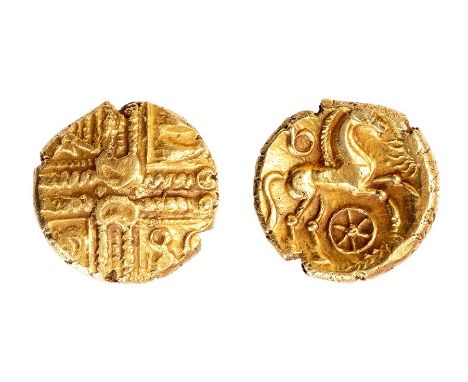 An uninscribed 'British LB' gold stater of the North Thames Region/Catavellaunii, probably dating c. 60-20 BC. Rudd's 'Middle