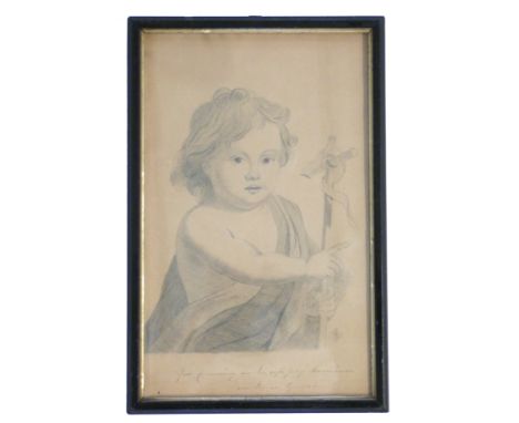 Pencil Sketch of Cherub, 34cms x 20cms