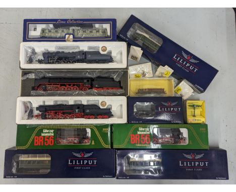 Model Railway engines, carriages and accessories to include Lima Double Diesel Liliput 5201, 4501, 4201 engines, Guterzug-Lok