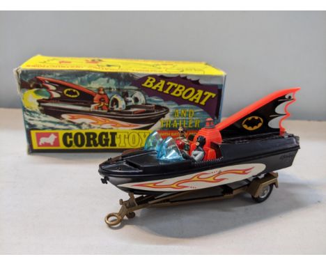A boxed Corgi Batboat and trailer with Batman and Robin No 107Location: 