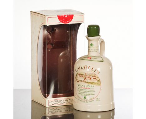 LAGAVULIN 15 YEAR OLD 
Limited edition single Islay malt Scotch whisky , produced by White Horse Distillers, in ceramic cream