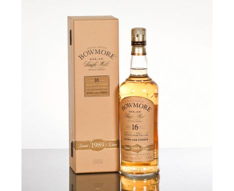 BOWMORE 16 YEAR OLD 1989 
Limited edition natural cask strength single Islay malt Scotch whisky. Distilled 1989. 700ml, 51.8%