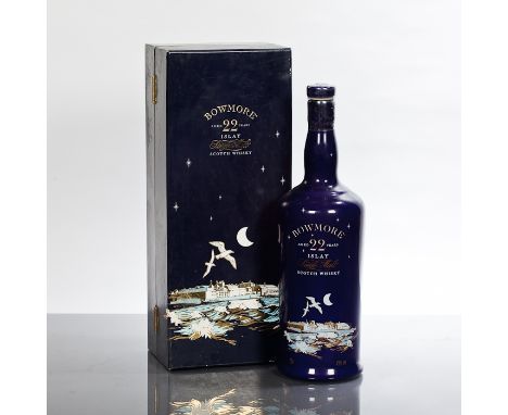 BOWMORE 22 YEAR OLD 
Single Islay malt whisky in blue ceramic bottle. 70cl, 43% volume, in presentation box.  CONDITION REPOR