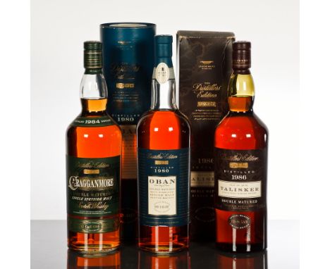 OBAN 1980 DISTILLERS EDITION 
Limited edition single Highland malt whisky. Special release number: OD 143.FF. 1L, 43% volume.
