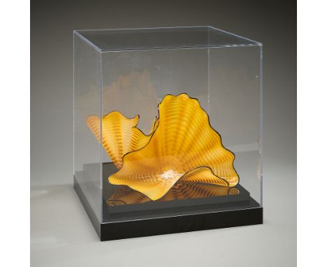 Dale Chihuly (American, b. 1941). Pair of glass forms titled "Radiant Persian Pair," a studio edition. One of the pair is dam