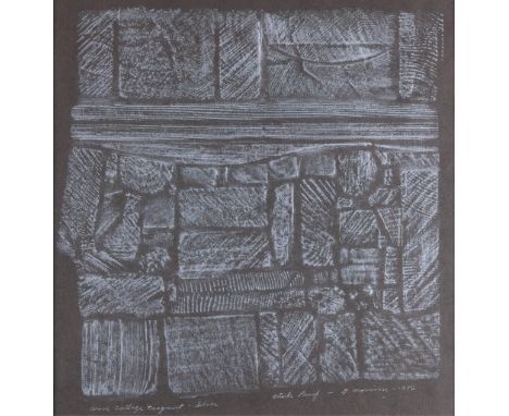 George Morrison (Grand Portage Anishinaabe, 1919-2000). Woodgrain collage woodcut print titled "Wood Collage Fragment - Silve