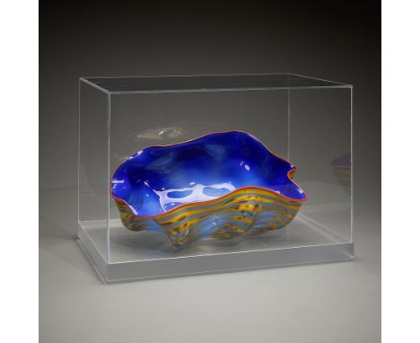 Dale Chihuly (American, b. 1941). Handblown glass sculpture from the "Macchia Form" series, 1982. The interior of an ultramar