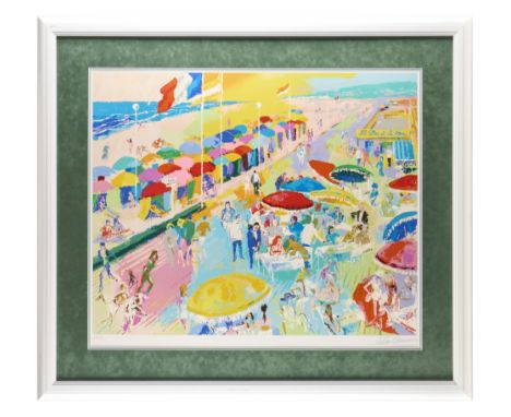LeRoy Neiman (American, 1921-2012). Serigraph on paper titled "La Plage a Deauville," 1986. Pencil signed along the lower rig