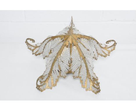 A gilt brass and crystal light fitting. Note: This is a 110/120 volt appliance. Condition Report: 20% VAT will be charged on 