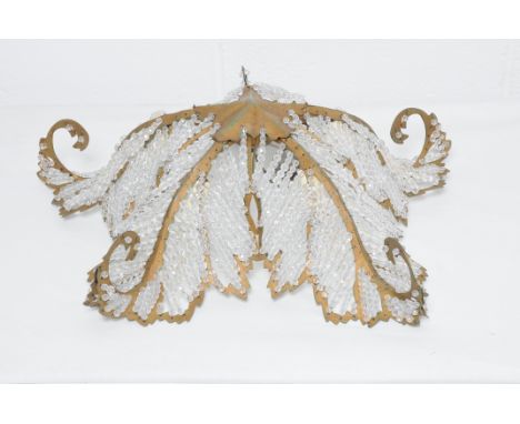 A gilt brass and crystal light fitting. Note: This is a 110/120 volt appliance. Condition Report: 20% VAT will be charged on 