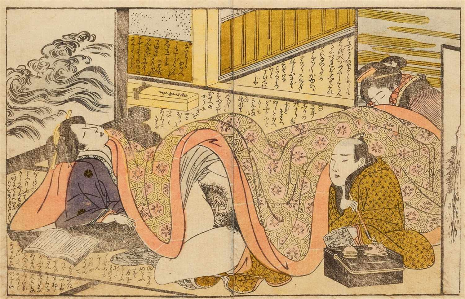 Kitagawa Utamaro 1754 1806 A Circa 21 4 X 26 5 Cm Shunga Two Double Page Colour Illustration