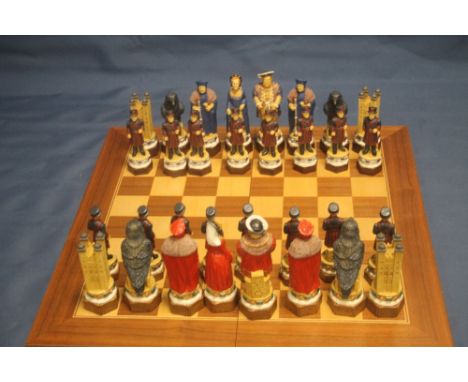 AN UNBOXED A 194S THE WHITE TOWER HAND DECORATED CHESS SET