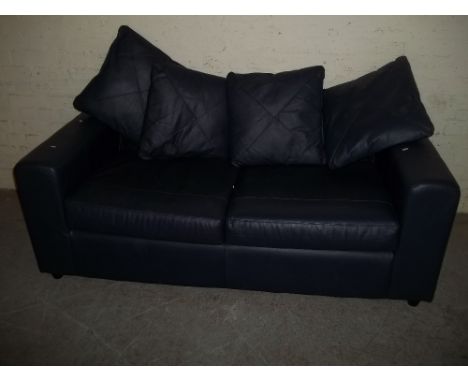 A MODERN LEATHER TYPE SMALL 3 SEATER SOFA