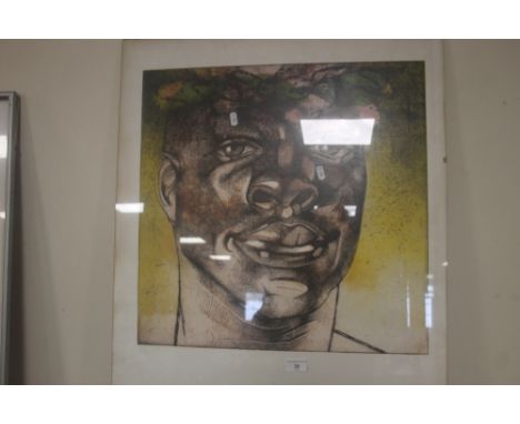 A FRAMED AND GLAZED PORTRAIT WITH SIGNATURE
