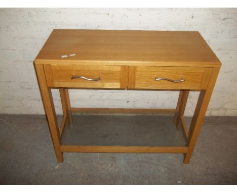 A MODERN OAK SOFA TABLE 