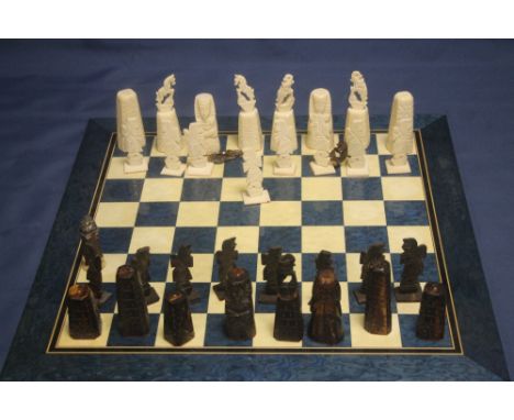 AN UNBOXED EGYPTIAN CHESS SET A/F