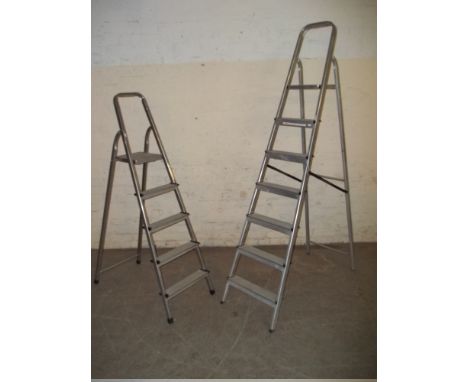 TWO SETS OF ALUMINIUM STEP LADDERS