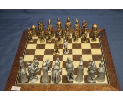 AN UNBOXED METAL ITALIAN CHESS SET 
