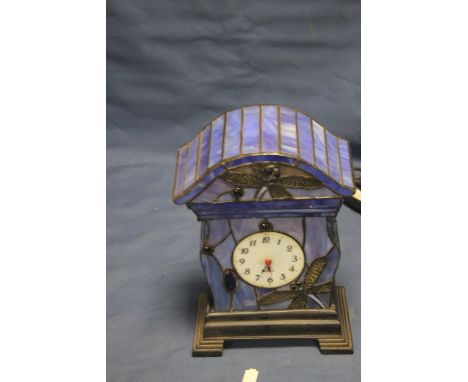 A MODERN&nbsp; TIFFANY STYLE CLOCK, LAMP