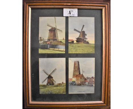 Prints (4)-of Windmills in one frame (No Titles) coloured pictures-measurements 28cm x 22cm excellent condition