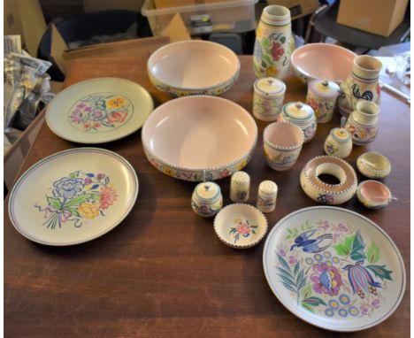 Poole Pottery - a collection of 1960s Poole Pottery, (21) pieces including Bowls, plates, vases, lidded pots, salt and pepper