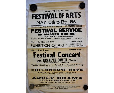 Posters Festival of Arts-Hunstanton + District's (6) posters 1961-1966-(4) 1967-black and white-measurements 76cm x 50cm-fold