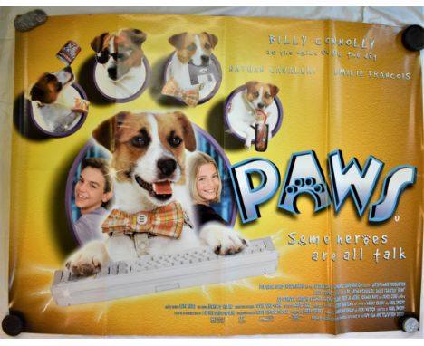 Film Poster-'Paws'-starring Billy Connelly-double sided poster-measurements 100cm x 76cm-folds in poster other wise very good