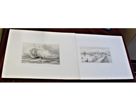 Prints-Antique by Chas. G. Lewis French Sloop coming into Calais Harbour and Calais Pier (2)