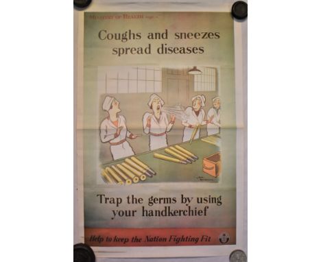 Poster-(Ministry of Health)(Medical)-Cough's and Sneeze's Spread Disease's-measurements 57cm x 37cm-fold down middle of poste