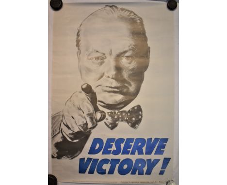 Winston Churchill-'Deserve Victory poster'-measurements 73cm x 51cm-very good condition reprint