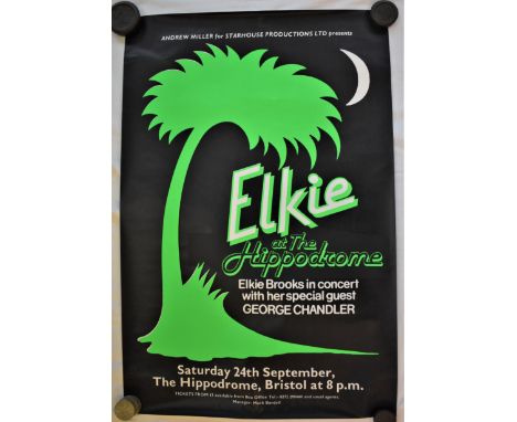 Poster-(Concert) Elkie'- At The Hippodrome-Bristol-(2) identical posters-green and black-measurements 76cm x 50cm-excellent c