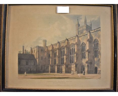 (3) Winchester College Chapel-Colour antique prints-by J Bluck-measurements 36cm x 39cm very good condition