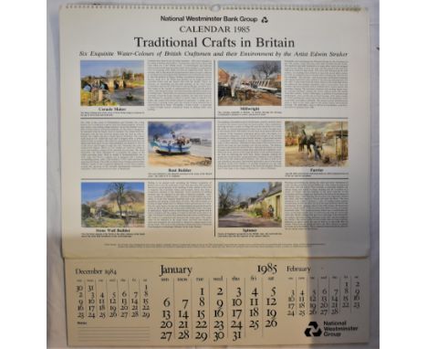 Calendar 1985-'Tradition Crafts in Britain-Nat West Prints of artist Edwin Straker-very fine