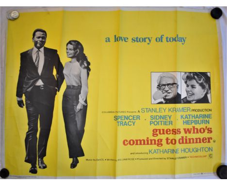 Film Poster-'Guess Who's Coming To Dinner'-starring Sidney Poitier-Spencer Tracy-measurements 100cm x 76cm-folds in poster ot