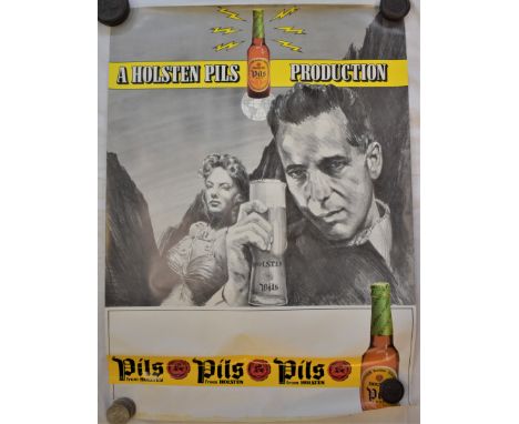 Poster-Advert-'A Holston Pils production'-black and white photo effect-measurements 76cm x 50cm-folds down centre of poster o