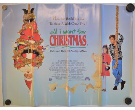 Film Poster - 'All I Want For Christmas' starring Jamie Sheridan, a double sided poster. Measures 10cm x 76cm