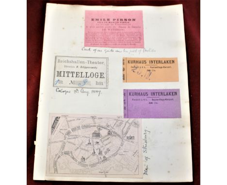 Theatre (Memorabilia) Ticket Stubs and plan of Strasbourg on cover-map inside and theatre programme (1887) birth marriages-de