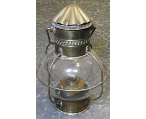 BRASS HANGING OIL LAMP  
