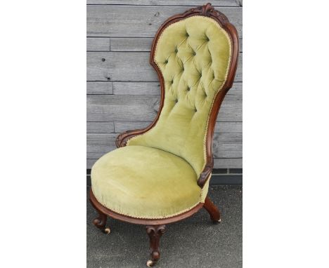 BUTTON BACK LOW SEATED VICTORIAN NURSING CHAIR  
